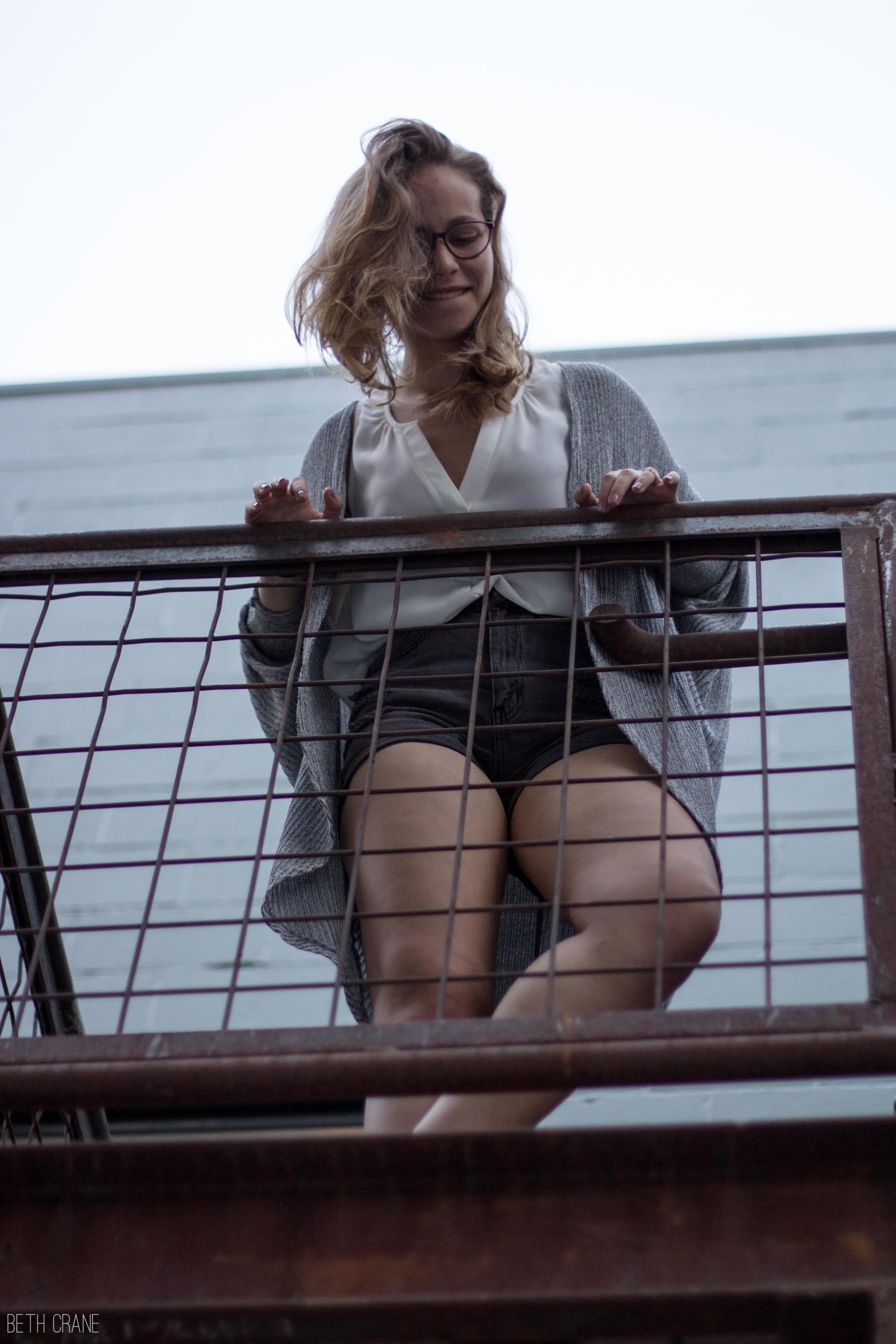 A photo of Hannah on the stairs