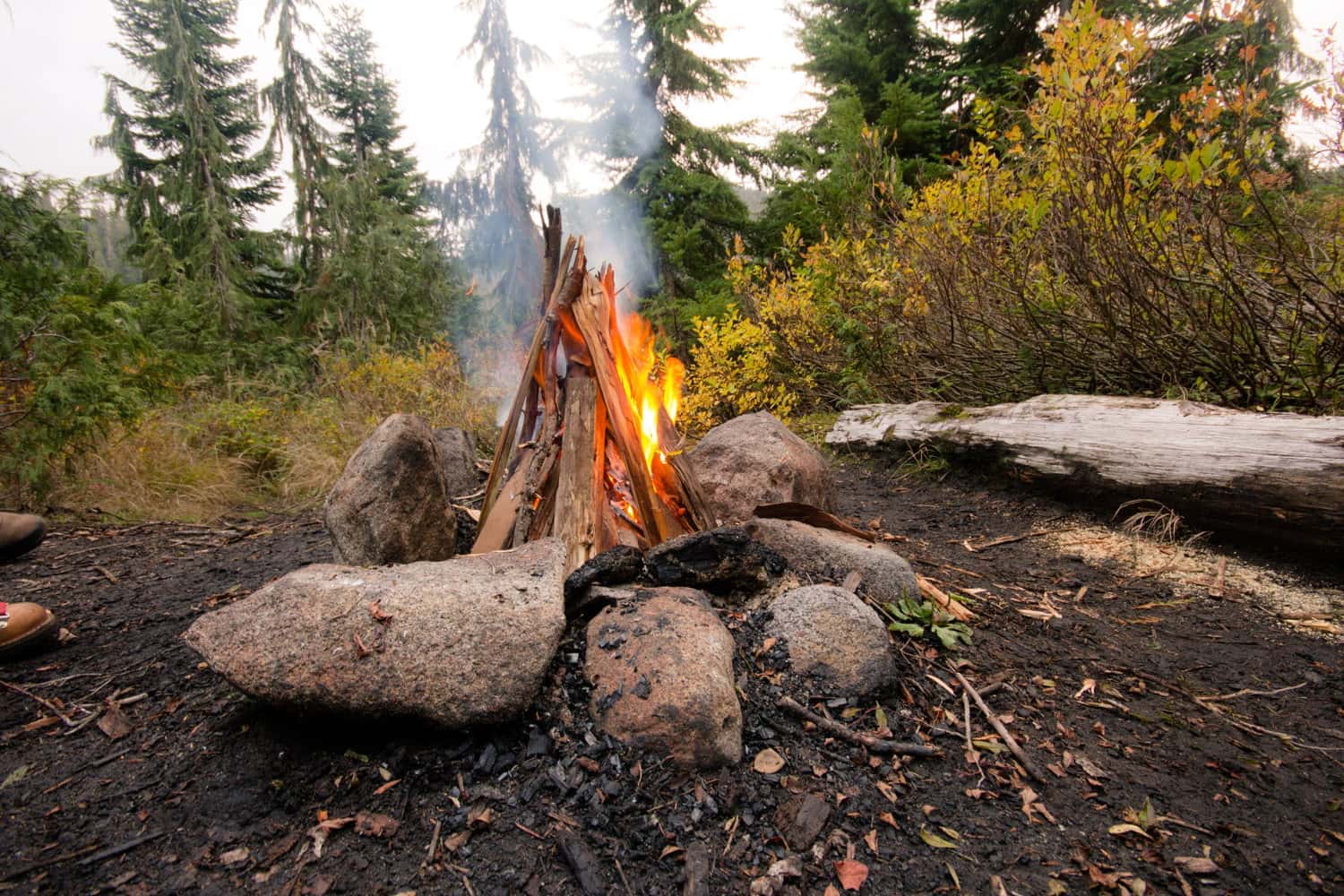 A firepit while camping